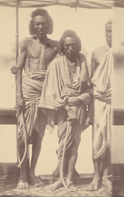 Portrait of Three Native Men Standing on a Boat by Théodule Devéria